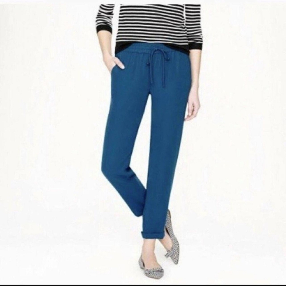 J. Crew Draped Drawstring Elastic Waist Joggers Size 10 Teal Blue